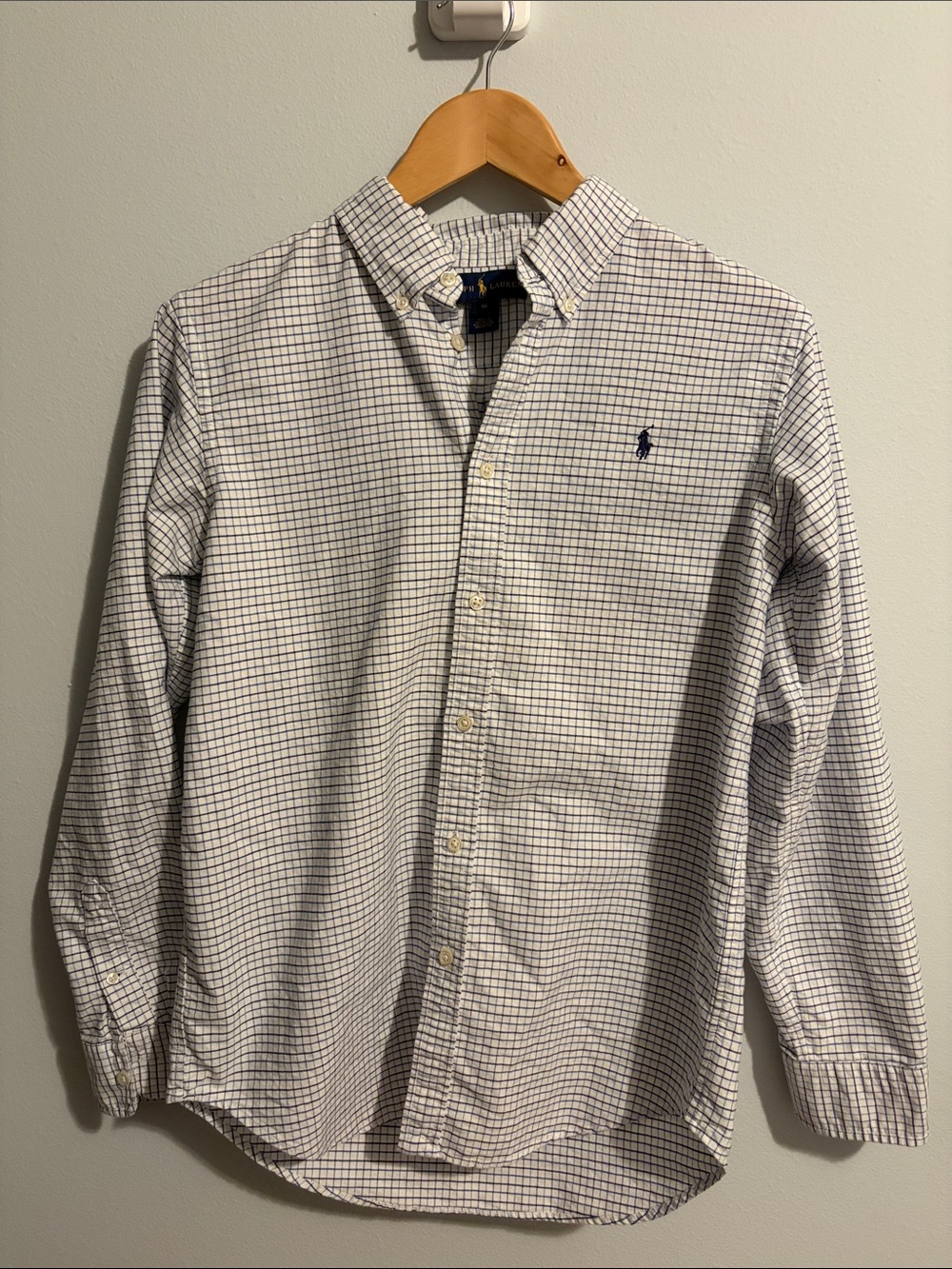 Polo by Ralph Lauren White Shirt with Navy Grid